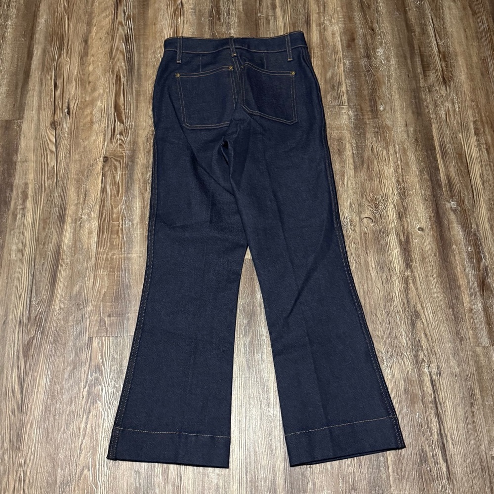 Khaite Raquel Jeans Women's 26 Cropped Flare Patch Pocket High Rise Selvedge - Picture 5 of 6